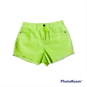 High Waisted Lime Green Jean Shorts